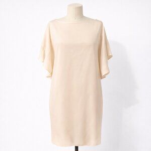 Chloé Silk Shift Dress Summer Beige Size 38 Made in France